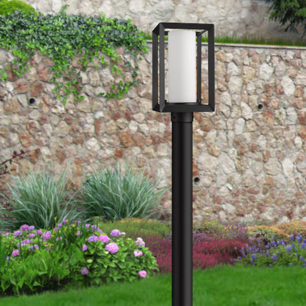 Smyth Natural Black One-Light Outdoor Post Mount with Opal Glass Shade, image 2